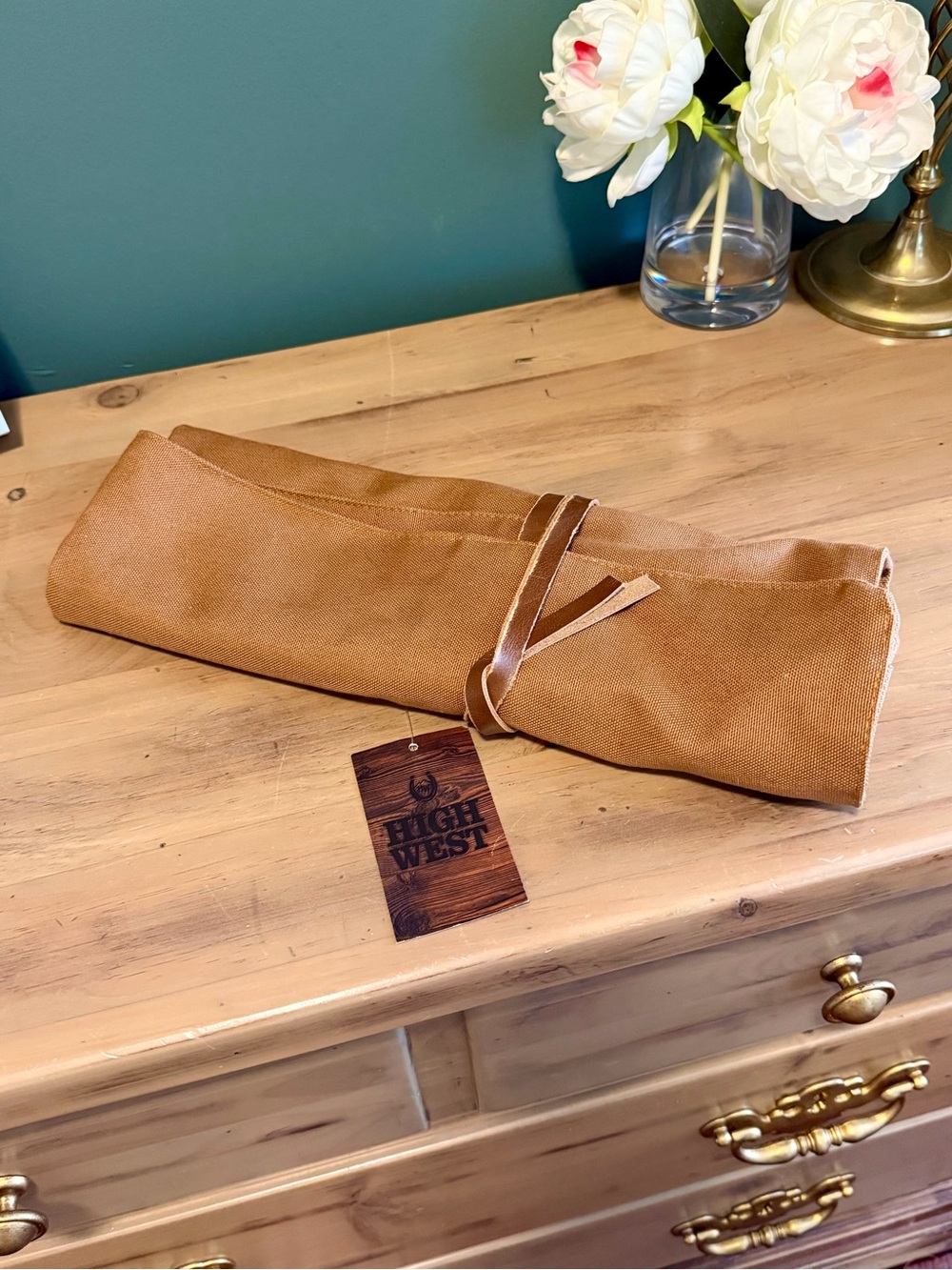 High West Distillery Bartender Roll Up Tool Bag Canvas Leather Straps